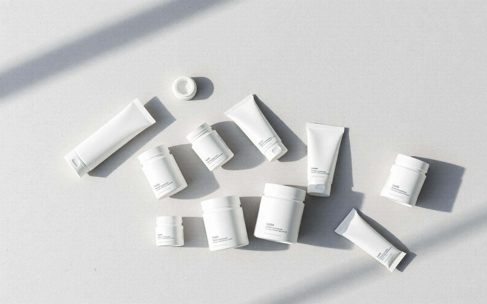 Unbedruckte weiße Produktverpackungen als Musteraufbau